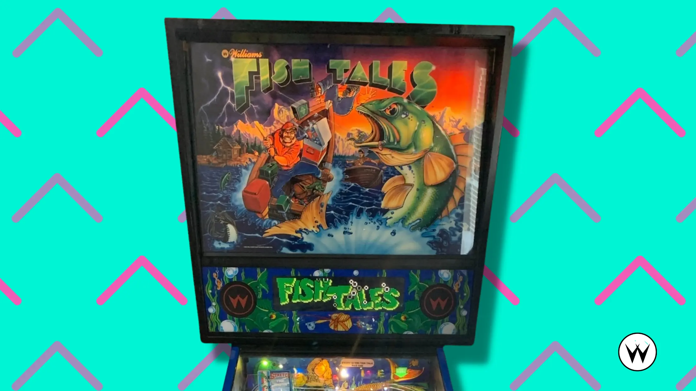 Vintage Fish Tales pinball machine with colorful underwater fishing theme