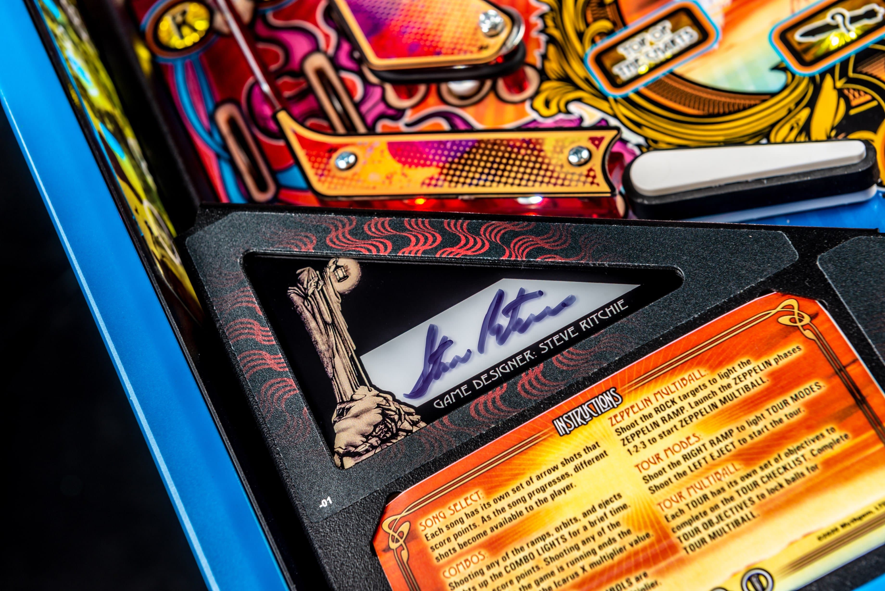 Colorful game card with signature, detailed game design elements